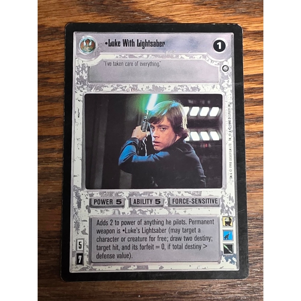 Star Wars CCG Luke With Lightsaber Premiere Decipher 1995 Rebel Rare Card